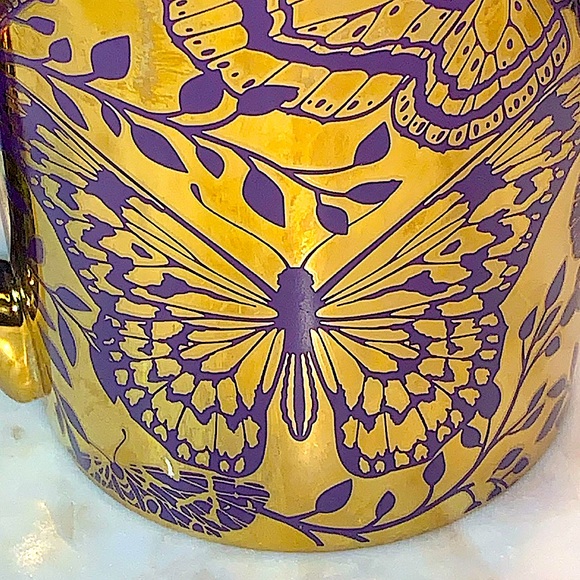 DWELL STUDIO CUP MUG BUTTERFLY PURPLE GOLD NEW 19 oz - Picture 2 of 6